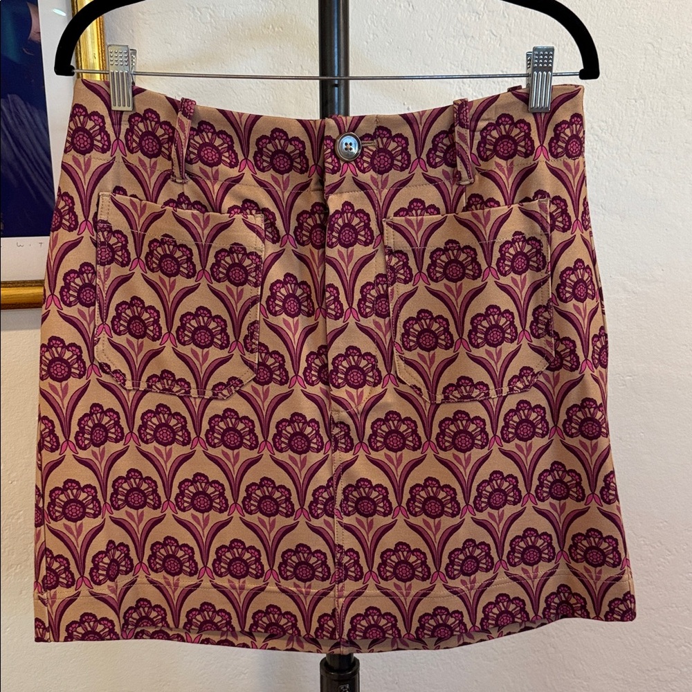 Anthropologie Maeve Mini Skirt in Purple, Pink and Tan